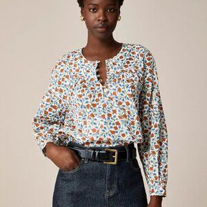 NWT J.Crew Shirred popover top in rosewood floral